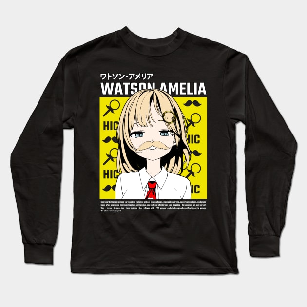 Amelia Watson with Mustache Long Sleeve T-Shirt by UDTee92